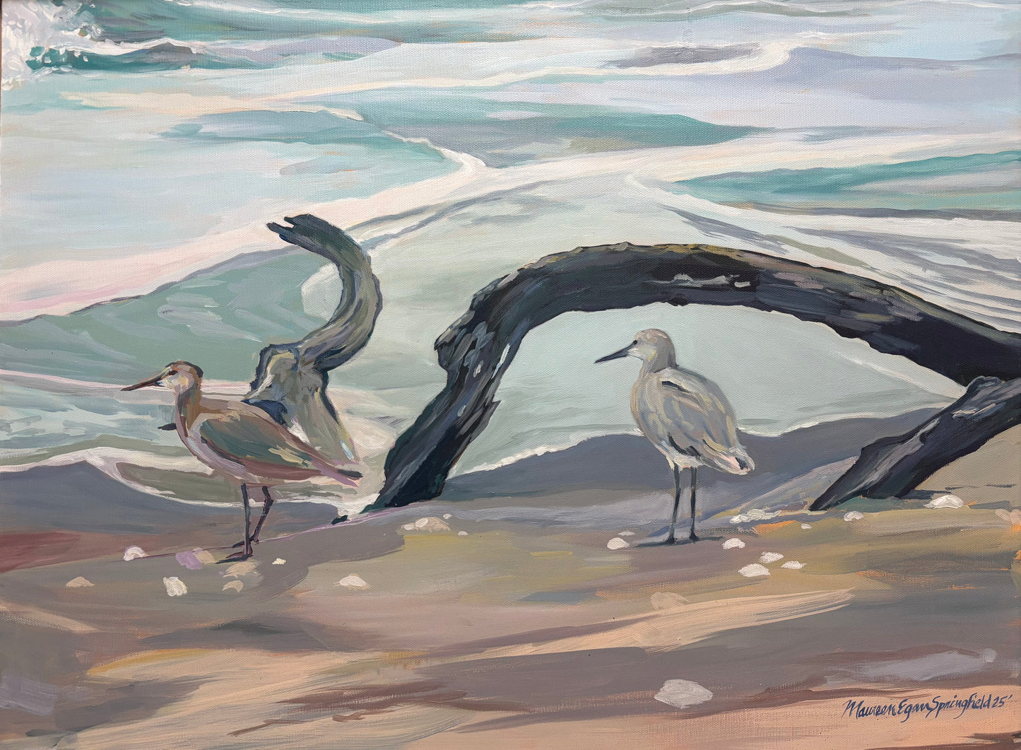 Willets at the Water’s Edge - Original Oil Painting