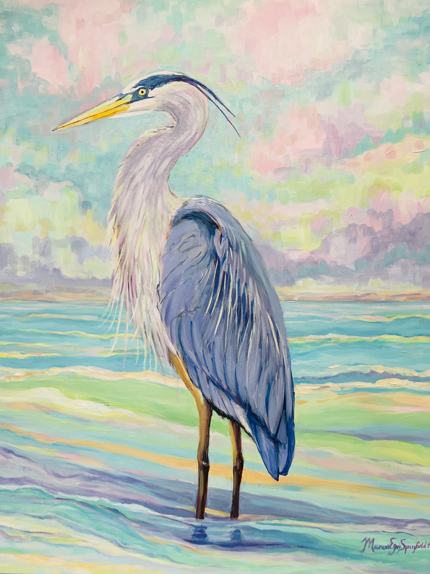Great Blue Heronn - Original Acrylic Painting