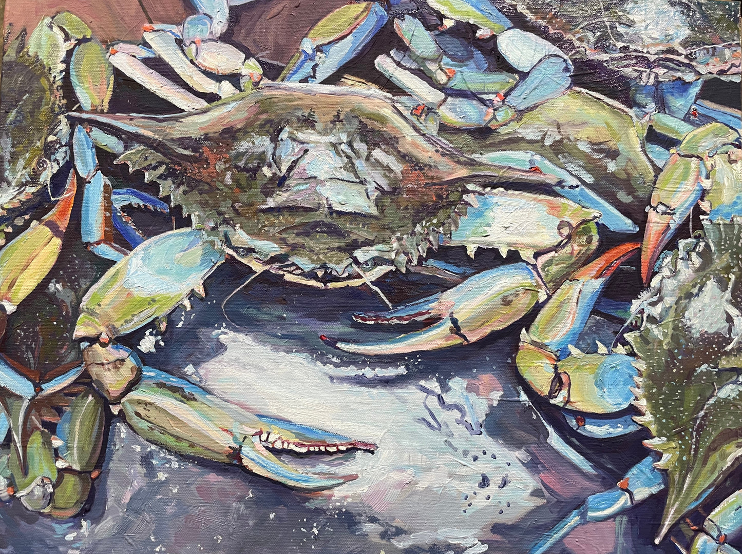 Blue Crabs Giclee Print - Acrylic Block Frame